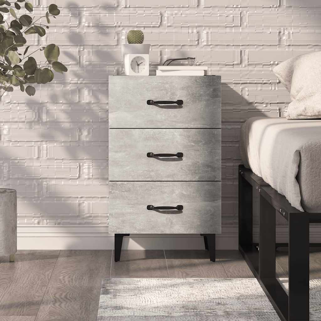 Comodino Grigio Cemento 40x40x66 cm in Legno Multistrato | homemem39