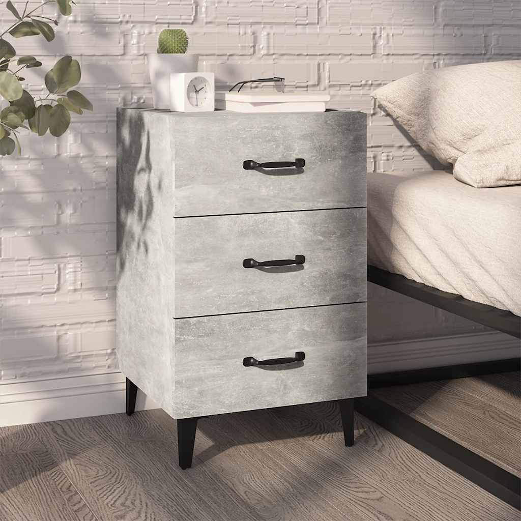 Comodino Grigio Cemento 40x40x66 cm in Legno Multistrato | homemem39