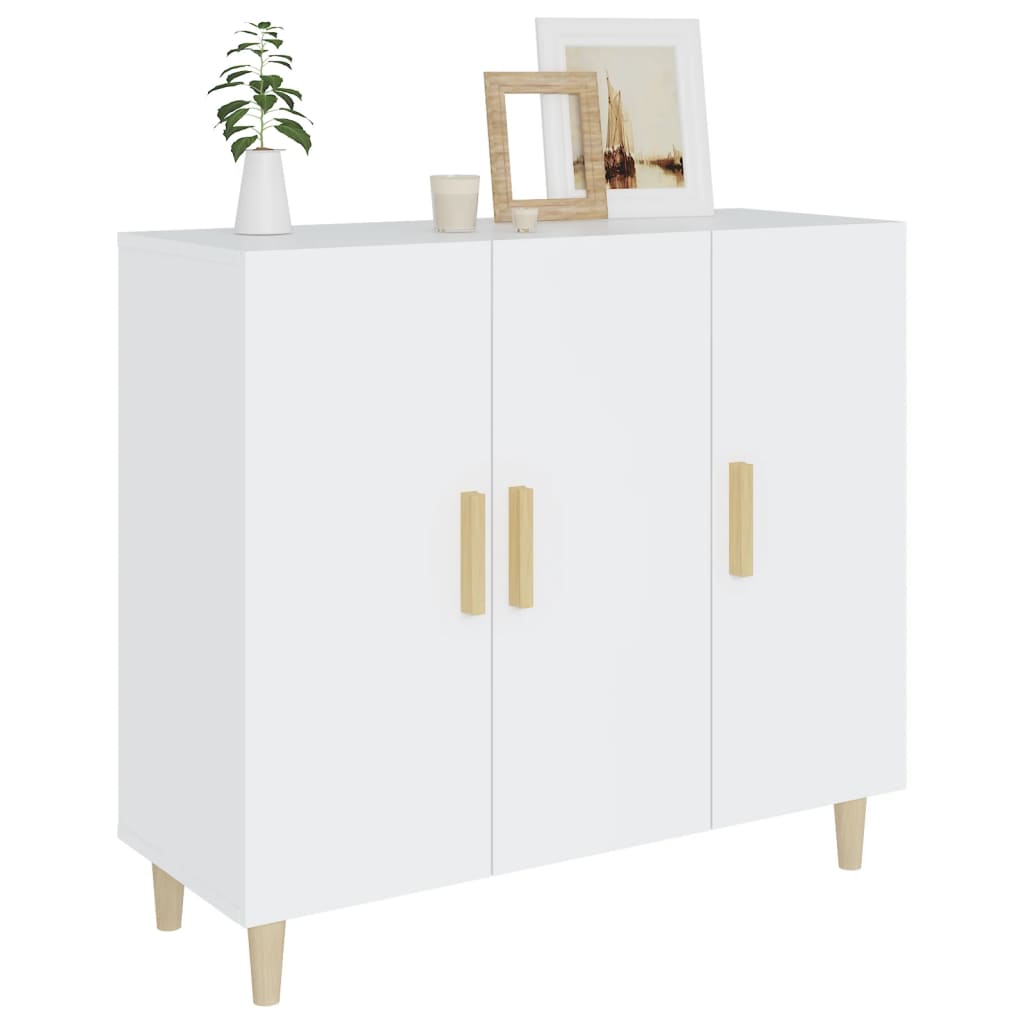 Credenza Bianca 90x34x80 cm in Legno Multistrato