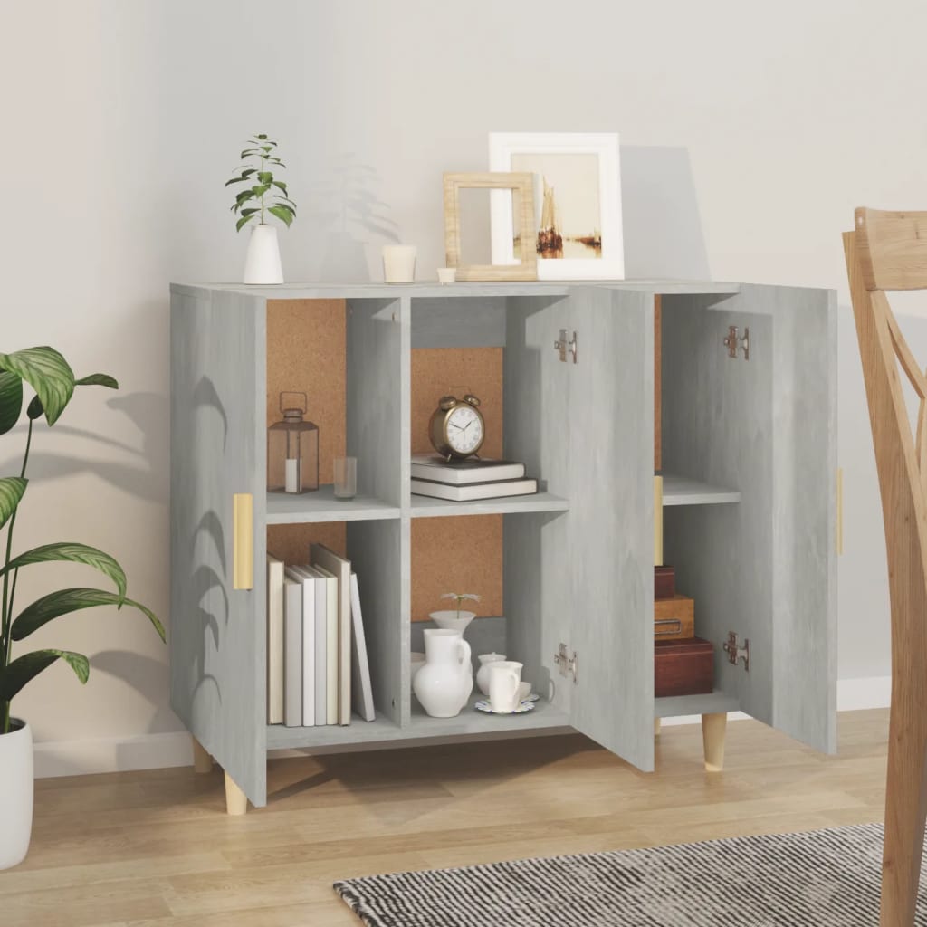 Credenza Grigio Cemento 90x34x80 cm in Legno Multistrato
