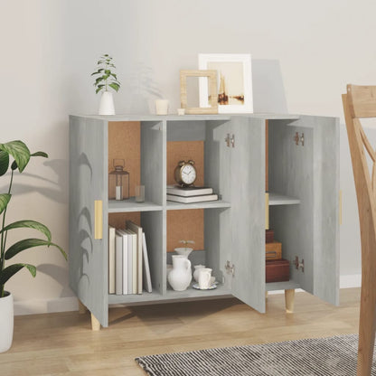 Credenza Grigio Cemento 90x34x80 cm in Legno Multistrato