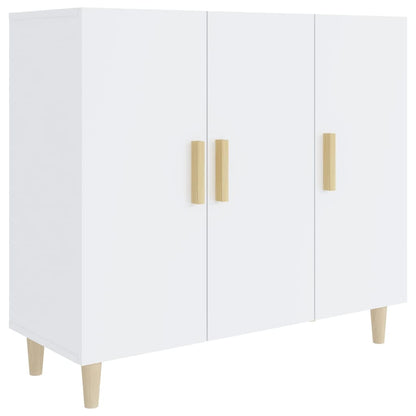 Credenza Bianco Lucido 90x34x80 cm in Legno Multistrato