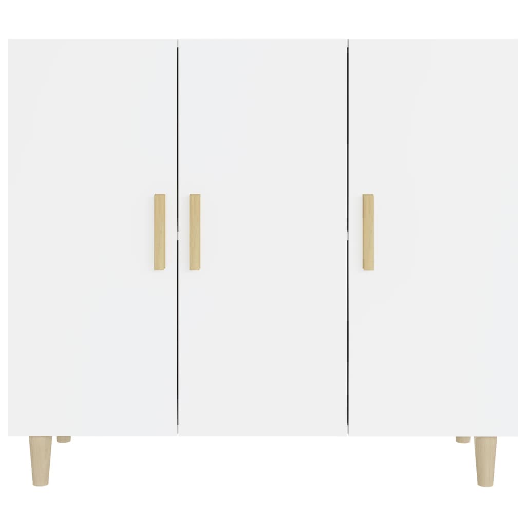 Credenza Bianco Lucido 90x34x80 cm in Legno Multistrato