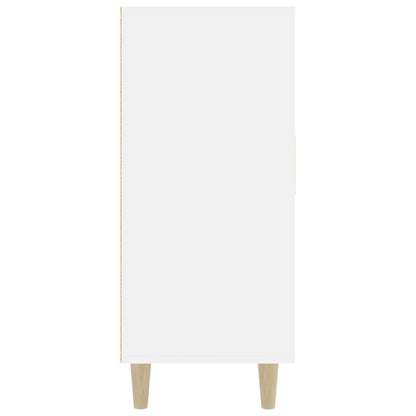 Credenza Bianco Lucido 90x34x80 cm in Legno Multistrato