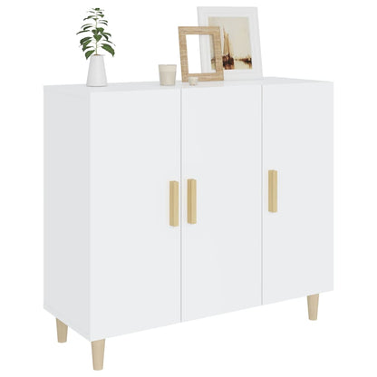 Credenza Bianco Lucido 90x34x80 cm in Legno Multistrato