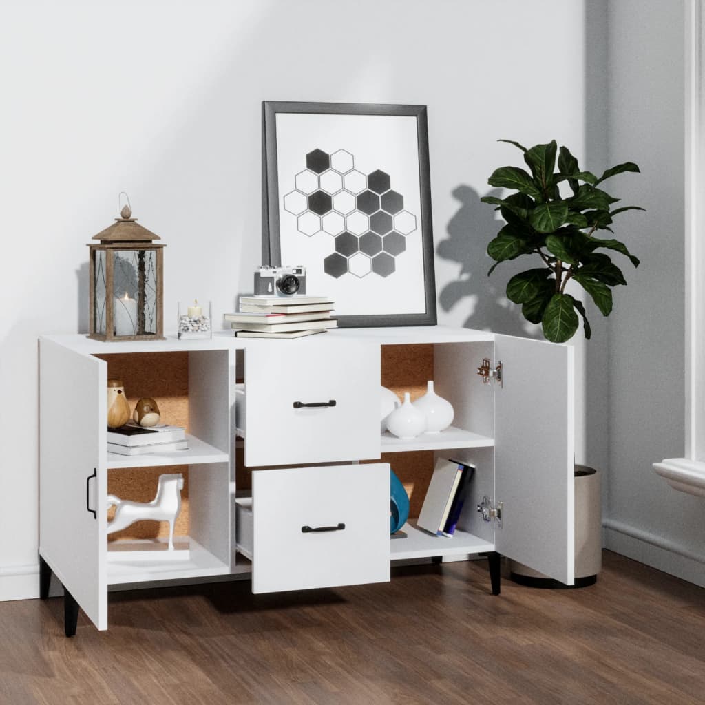 White Sideboard 100x36x60 cm in Multilayer Wood