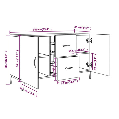Credenza Nera 100x36x60 cm in Legno Multistrato