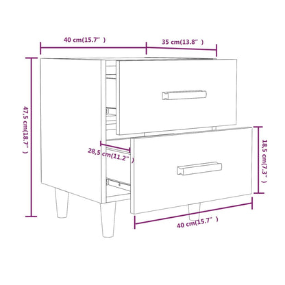 Comodino in Rovere Fumo 40x35x47,5 cm