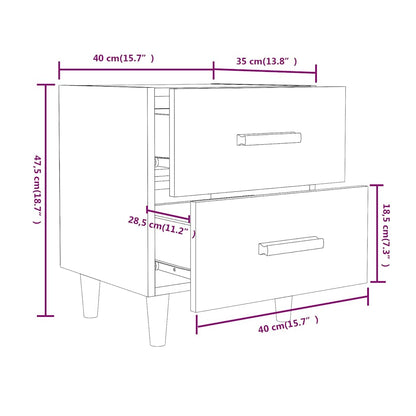 Comodino in Rovere Fumo 40x35x47,5 cm