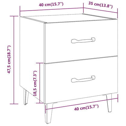 Comodini 2 pz Rovere Fumo 40x35x47,5 cm