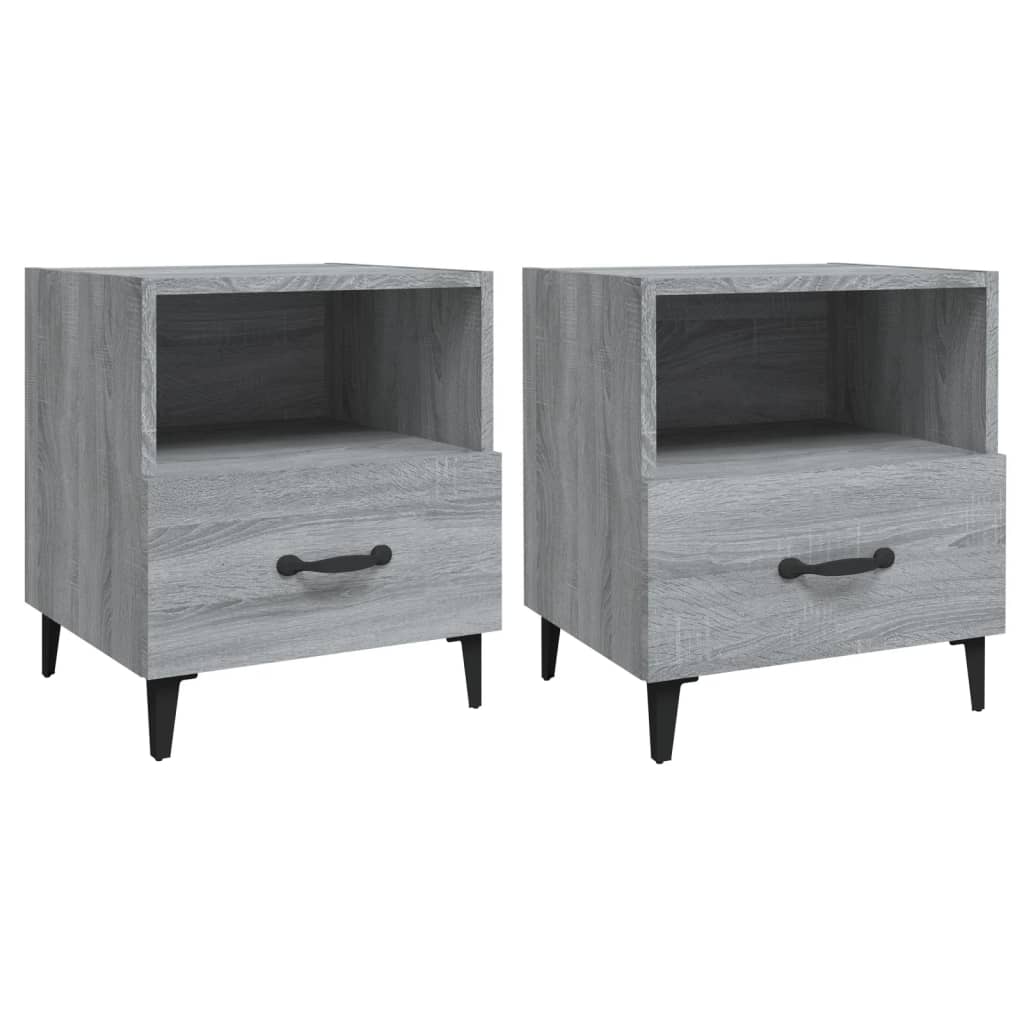 Comodini 2 pz Grigio Sonoma in Legno Multistrato - homemem39