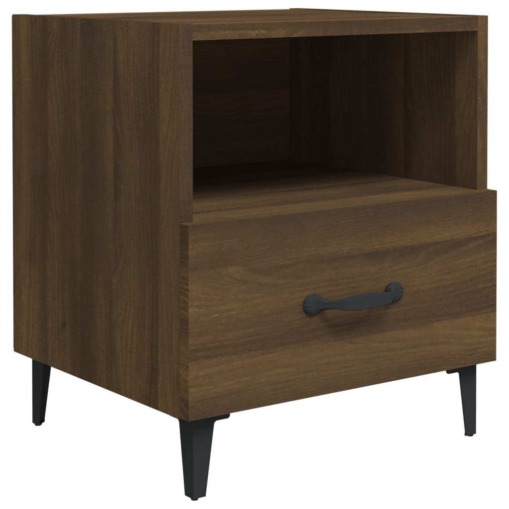 Comodini 2 pz Rovere Marrone in Legno Multistrato