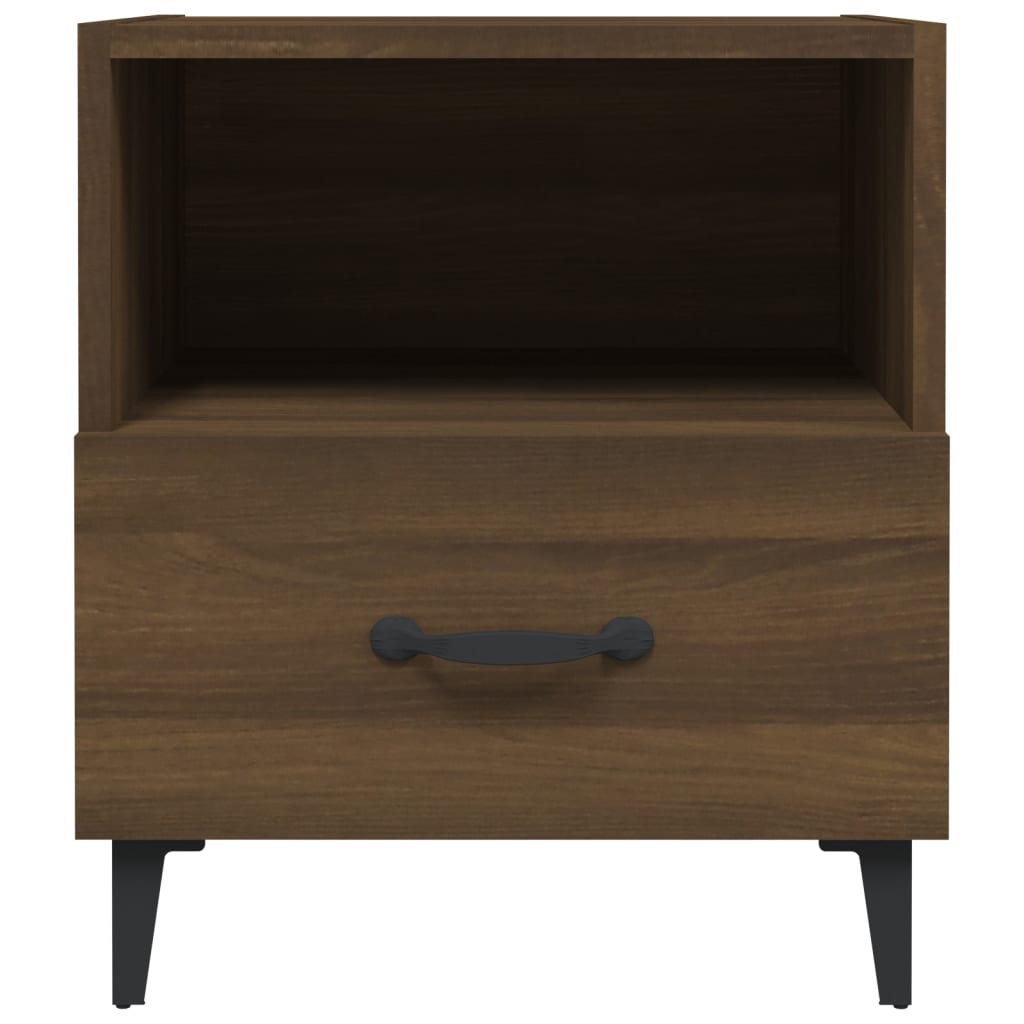Comodini 2 pz Rovere Marrone in Legno Multistrato