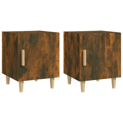 Comodini 2 pz Rovere Fumo in Legno Multistrato