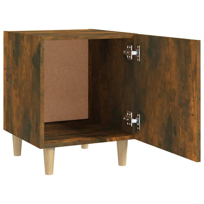 Comodini 2 pz Rovere Fumo in Legno Multistrato