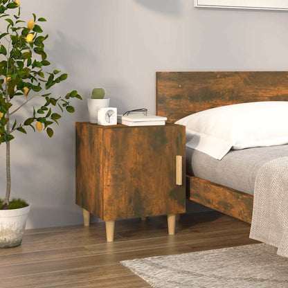 Comodini 2 pz Rovere Fumo in Legno Multistrato