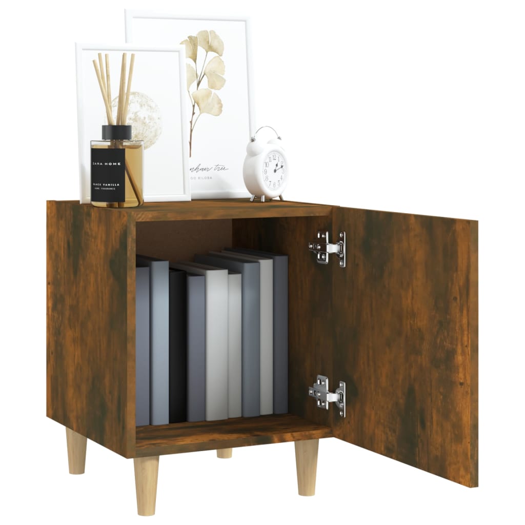 Comodini 2 pz Rovere Fumo in Legno Multistrato
