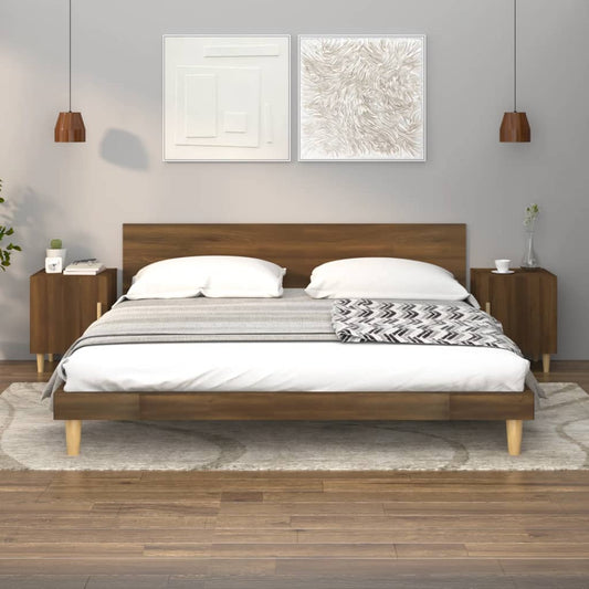 Comodini 2 pz Rovere Marrone in Legno Multistrato - homemem39