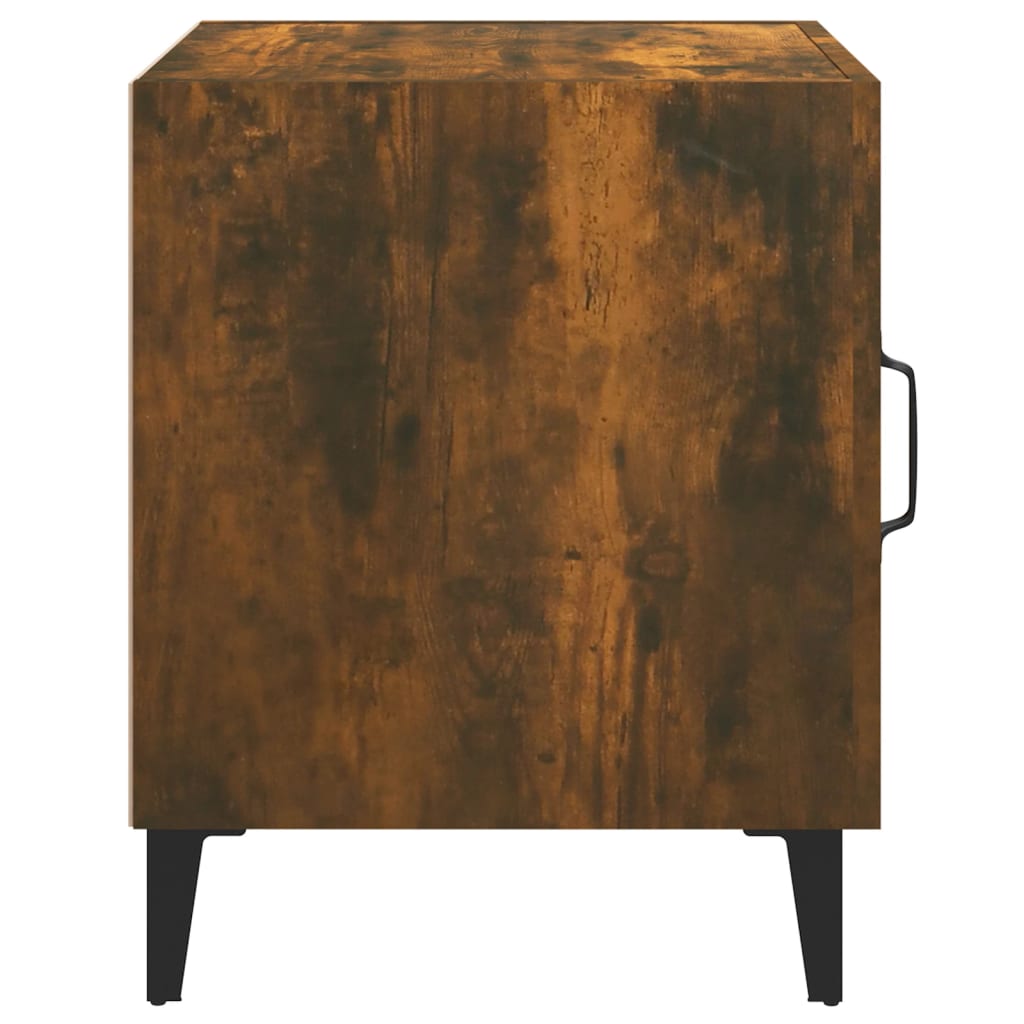 Comodini 2 pz Rovere Fumo in Legno Multistrato