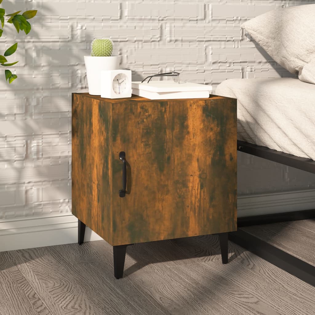 Comodini 2 pz Rovere Fumo in Legno Multistrato