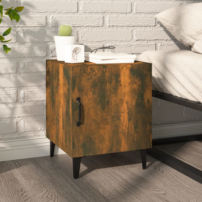 Comodini 2 pz Rovere Fumo in Legno Multistrato