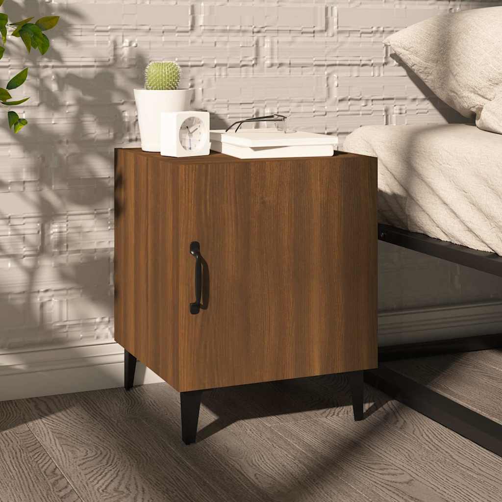 Comodini 2 pz Rovere Marrone in Legno Multistrato