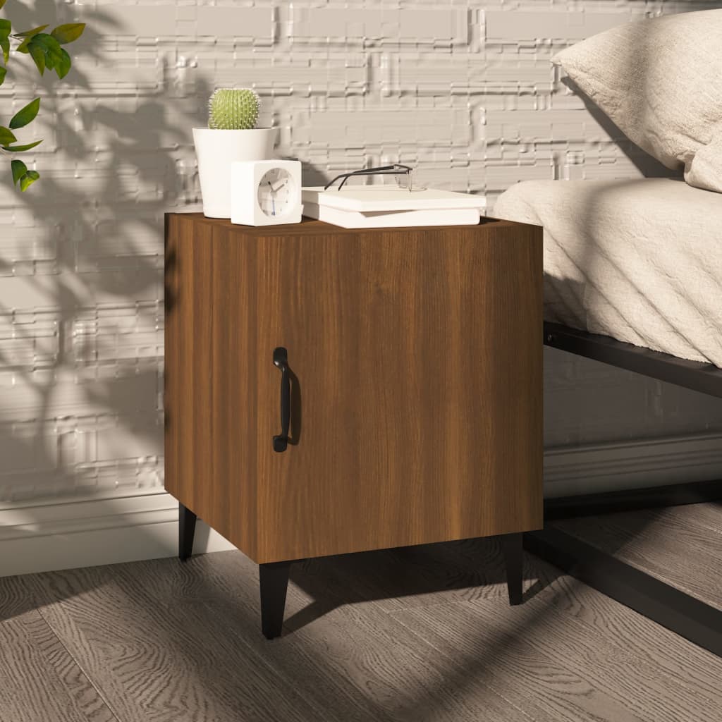 Comodini 2 pz Rovere Marrone in Legno Multistrato