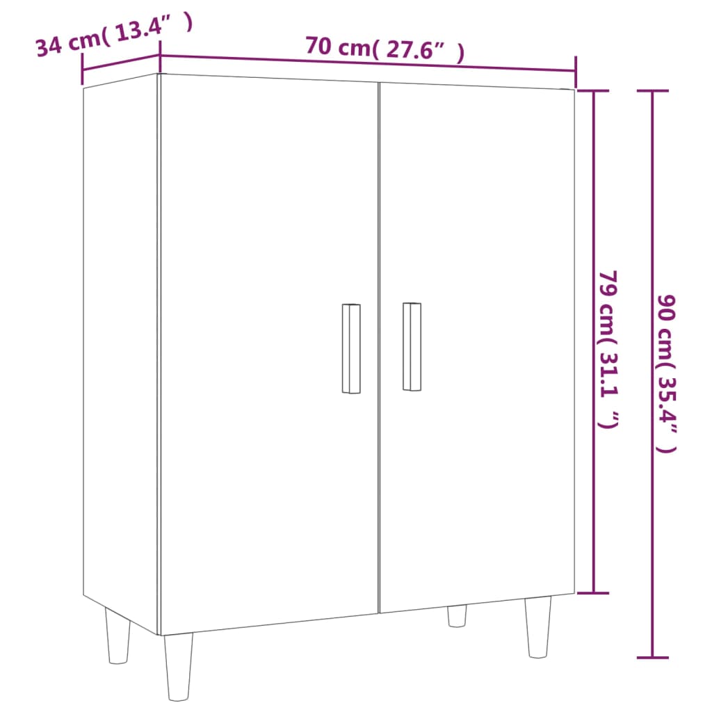 Credenza Grigio Sonoma 70x34x90 cm in Legno Multistrato