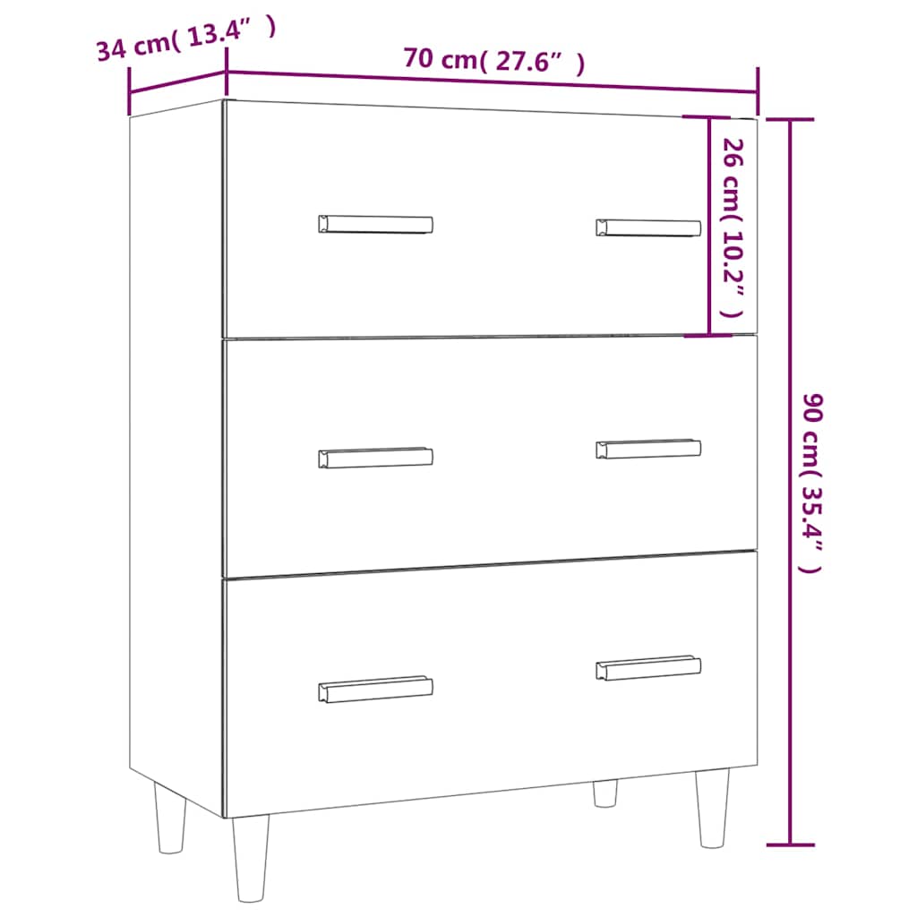Credenza Grigio Sonoma 70x34x90 cm in Legno Multistrato