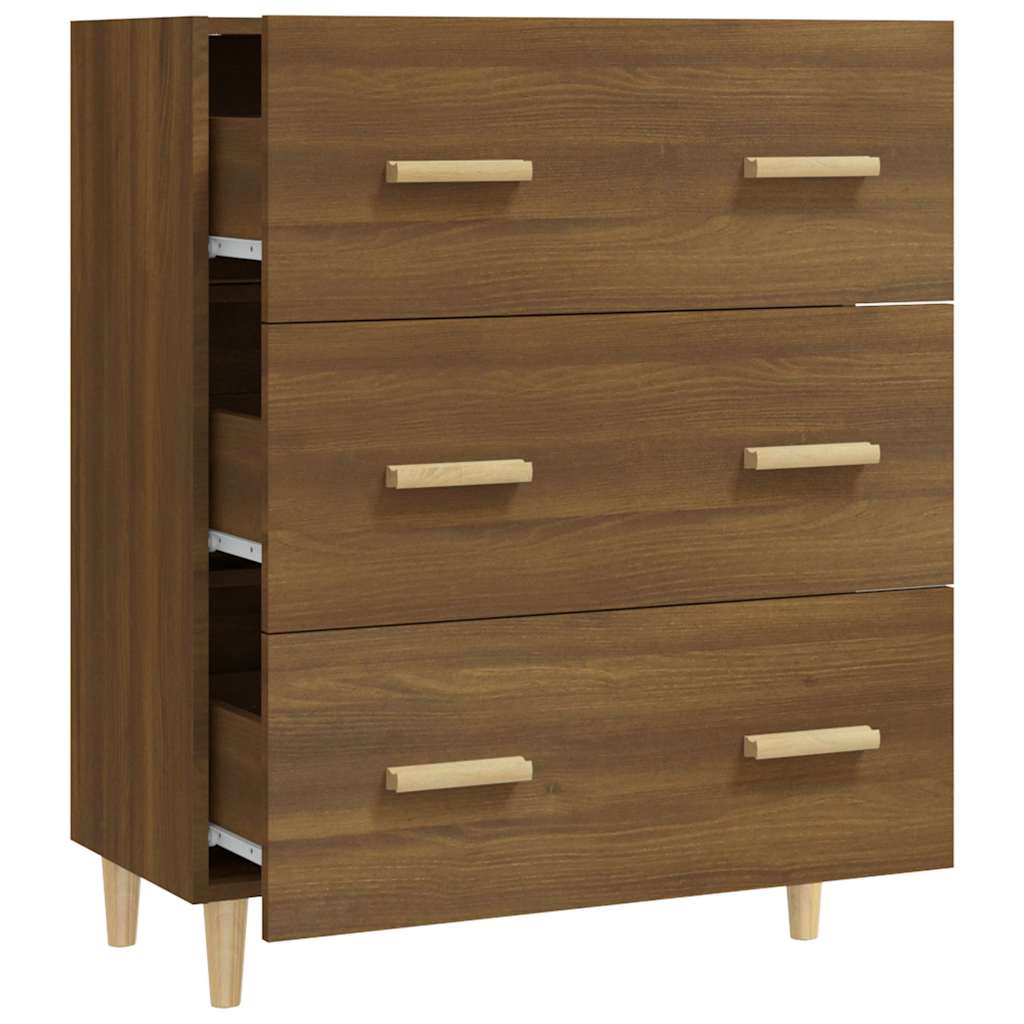Credenza Rovere Marrone 70x34x90 cm in Legno Multistrato