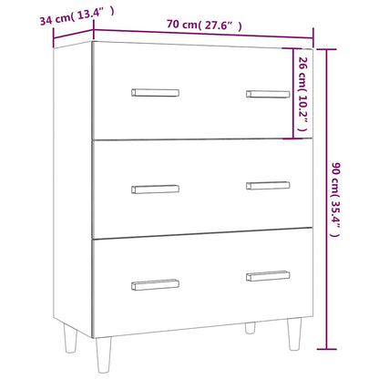 Credenza Rovere Marrone 70x34x90 cm in Legno Multistrato