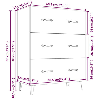 Credenza Rovere Fumo 69,5x34x90 cm in Legno Multistrato