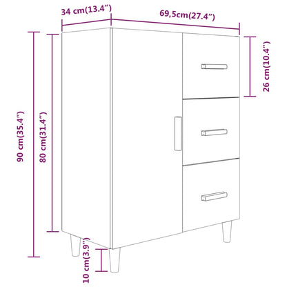 Credenza Grigio Sonoma 69,5x34x90 cm in Legno Multistrato