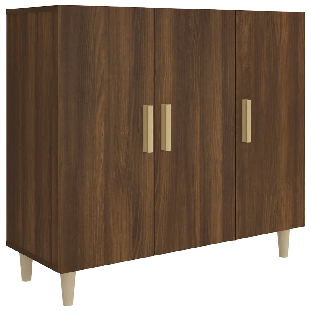 Credenza Rovere Marrone 90x34x80 cm in Legno Multistrato