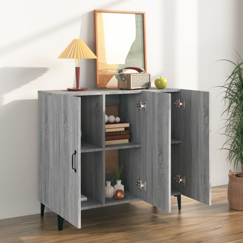 Credenza Grigio Sonoma 90x34x80 cm in Legno Multistrato - homemem39