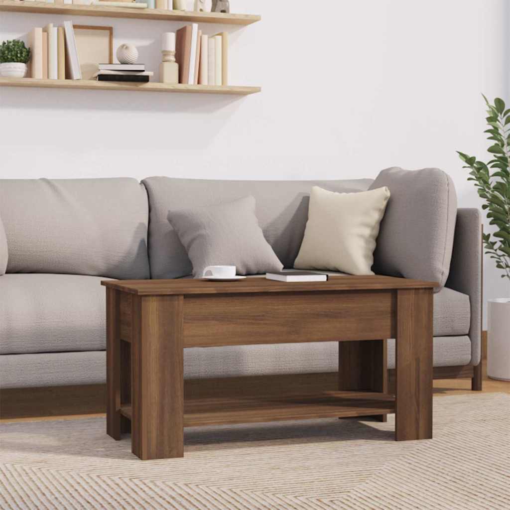 Tavolino Salotto Rovere Marrone 101x49x52 cm Legno Multistrato | homemem39
