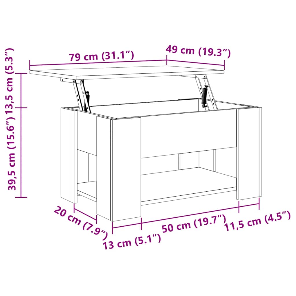 Tavolino da Salotto Rovere Fumo 79x49x41cm in Legno Multistrato - homemem39