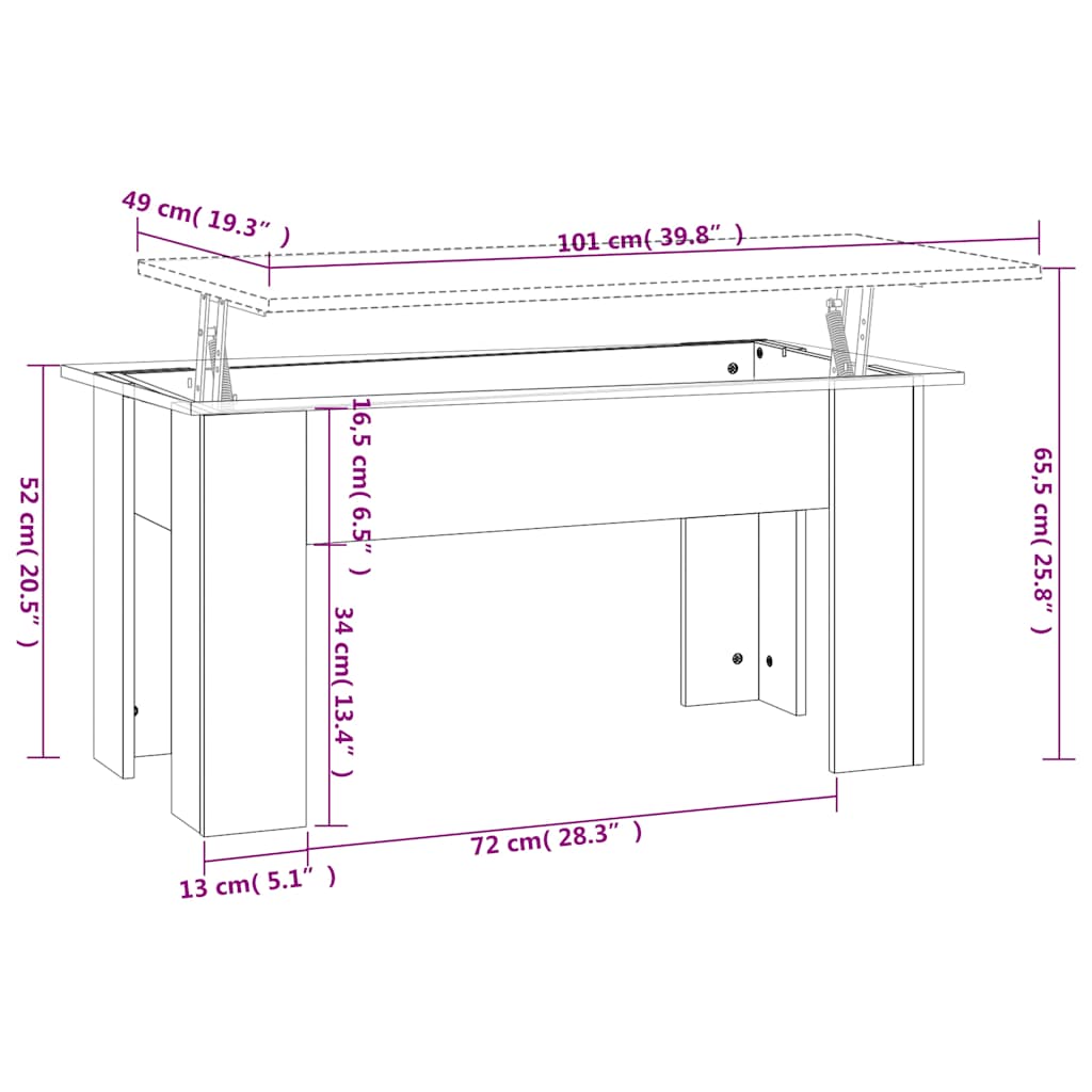 Tavolino Salotto Rovere Marrone 101x49x52 cm Legno Multistrato | homemem39