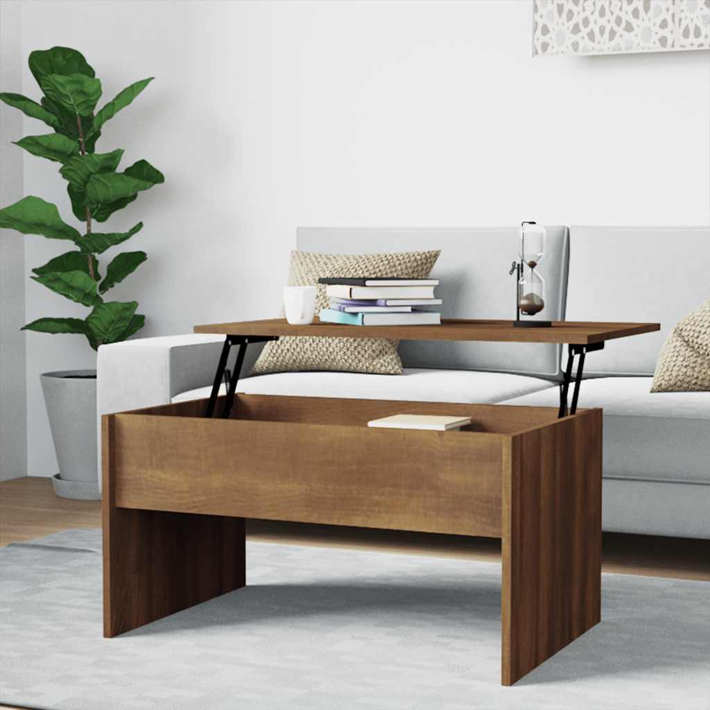 Tavolino Rovere Marrone 80x50,5x41,5 cm in Legno Multistrato | homemem39