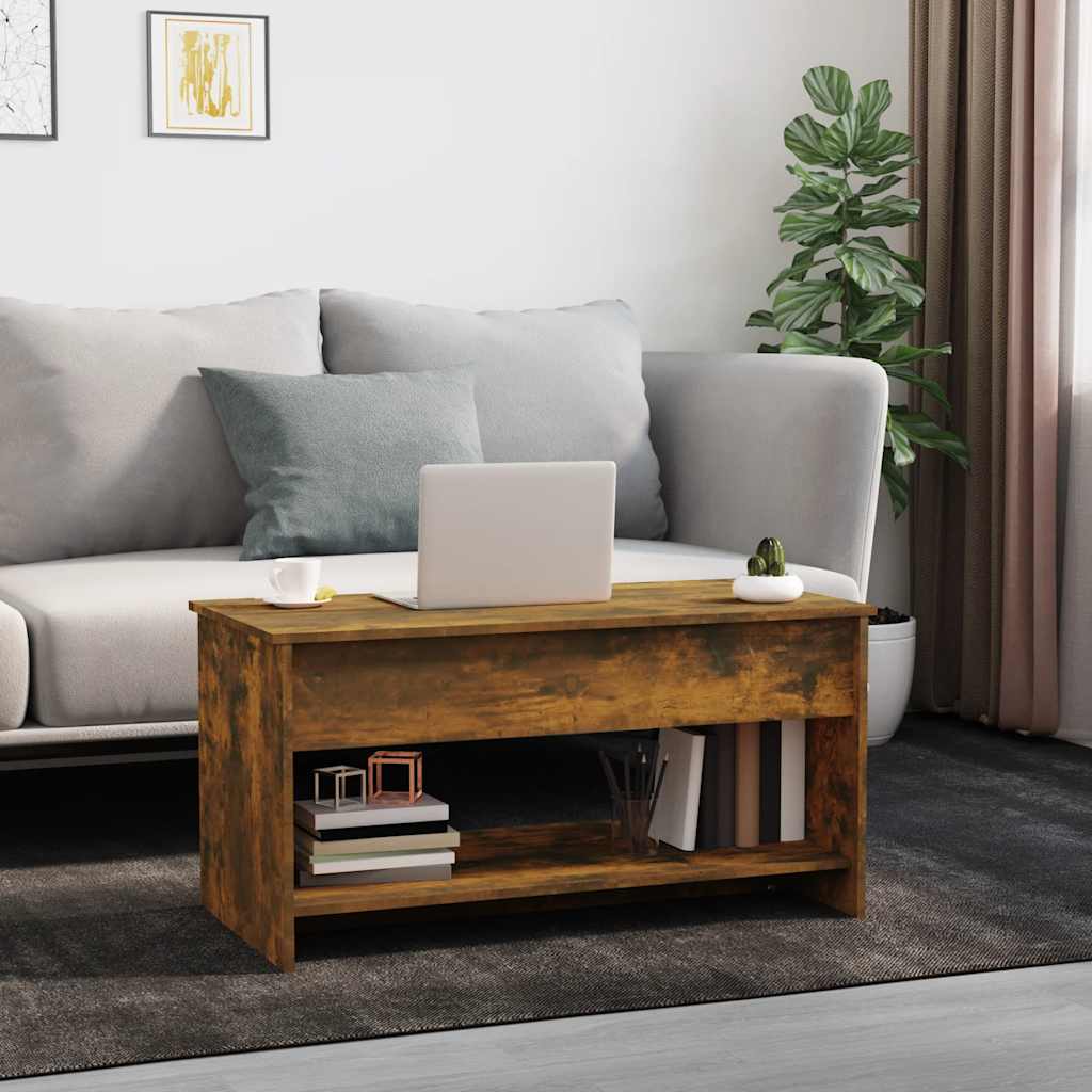 Tavolino da Salotto Rovere Fumo 102x50x52,5cm Legno Multistrato | homemem39