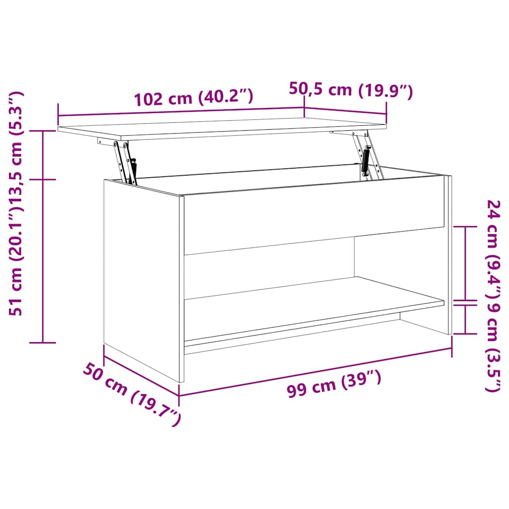 Tavolino Salotto Grigio Sonoma 102x50x52,5 cm Legno Multistrato