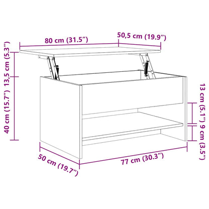 Tavolino da Salotto Rovere Fumo 80x50x40 cm Legno Multistrato