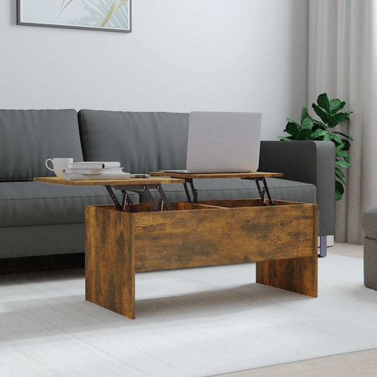 Tavolino Salotto Rovere Fumo 102x50,5x46,5 cm Legno Multistrato | homemem39