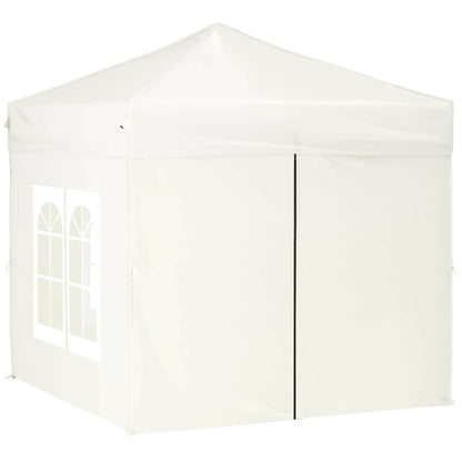 Tenda per Feste Pieghevole con Pareti Laterali Crema 2x2 m