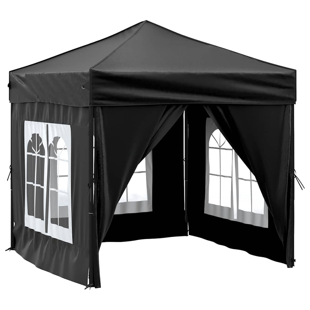 Tenda per Feste Pieghevole con Pareti Laterali Nero 2x2 m - homemem39