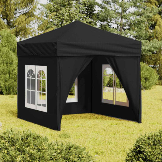 Tenda per Feste Pieghevole con Pareti Laterali Nero 2x2 m - homemem39