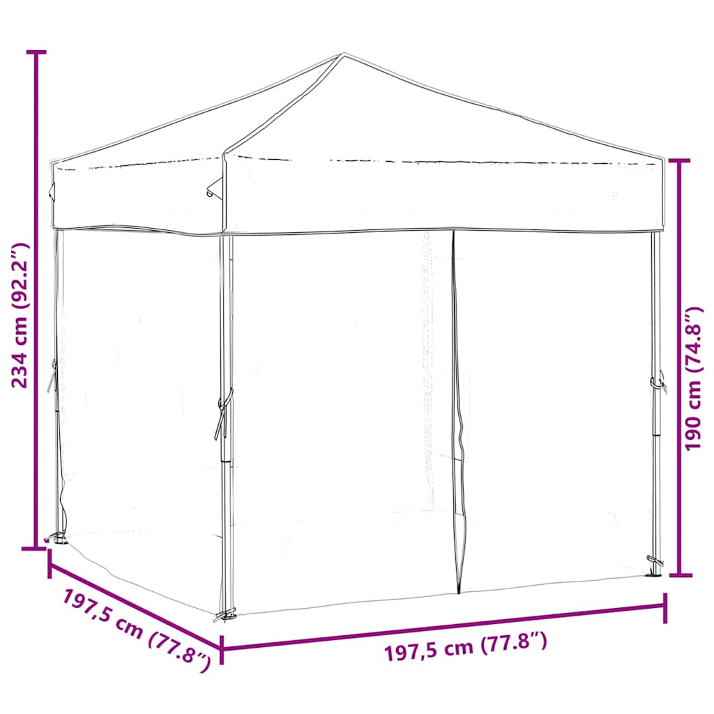 Tenda per Feste Pieghevole con Pareti Laterali Tortora 2x2 m
