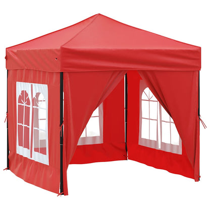 Tenda per Feste Pieghevole con Pareti Laterali Rosso 2x2 m