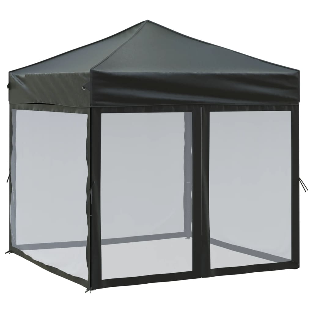 Tenda per Feste Pieghevole con Pareti Laterali Nero 2x2 m | homemem39