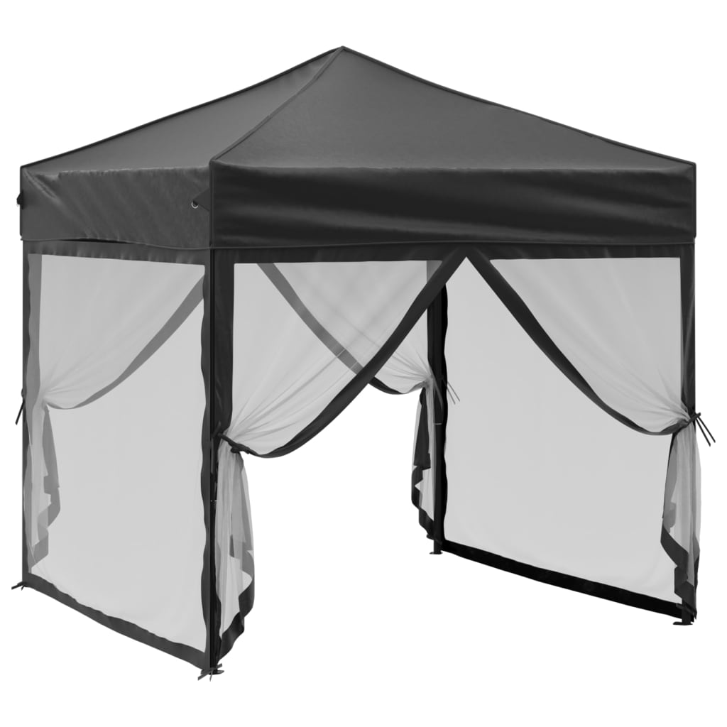 Tenda per Feste Pieghevole con Pareti Laterali Nero 2x2 m | homemem39